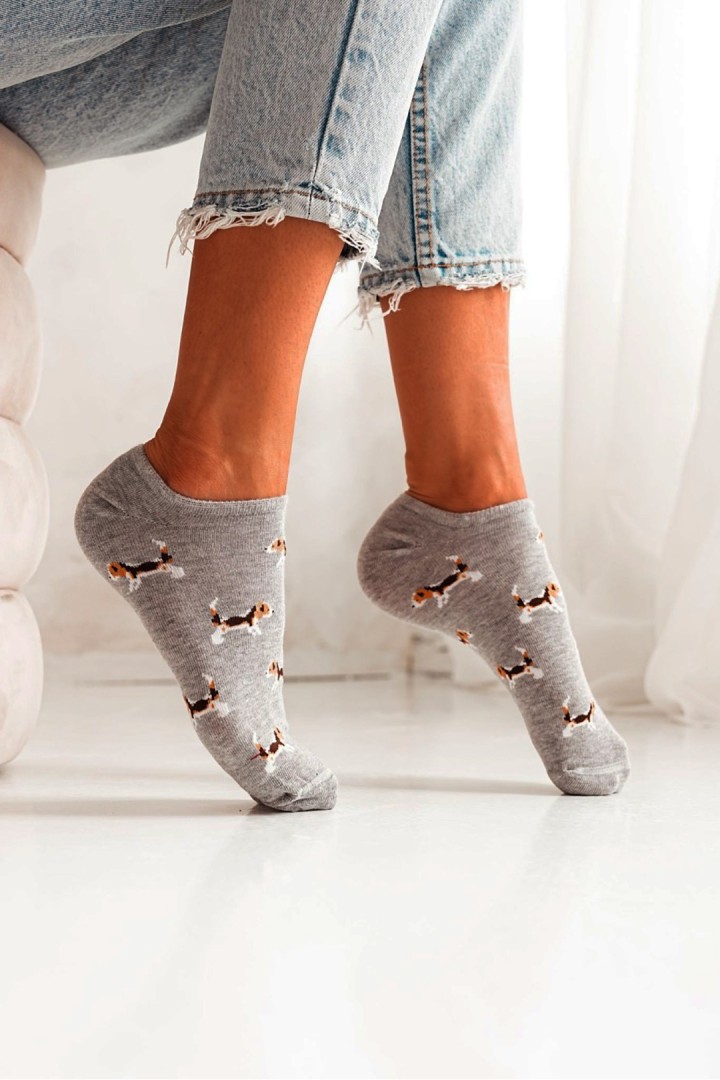 Skarpetki damskie stopki w pieski Beagle uszyte w Polsce 37-41