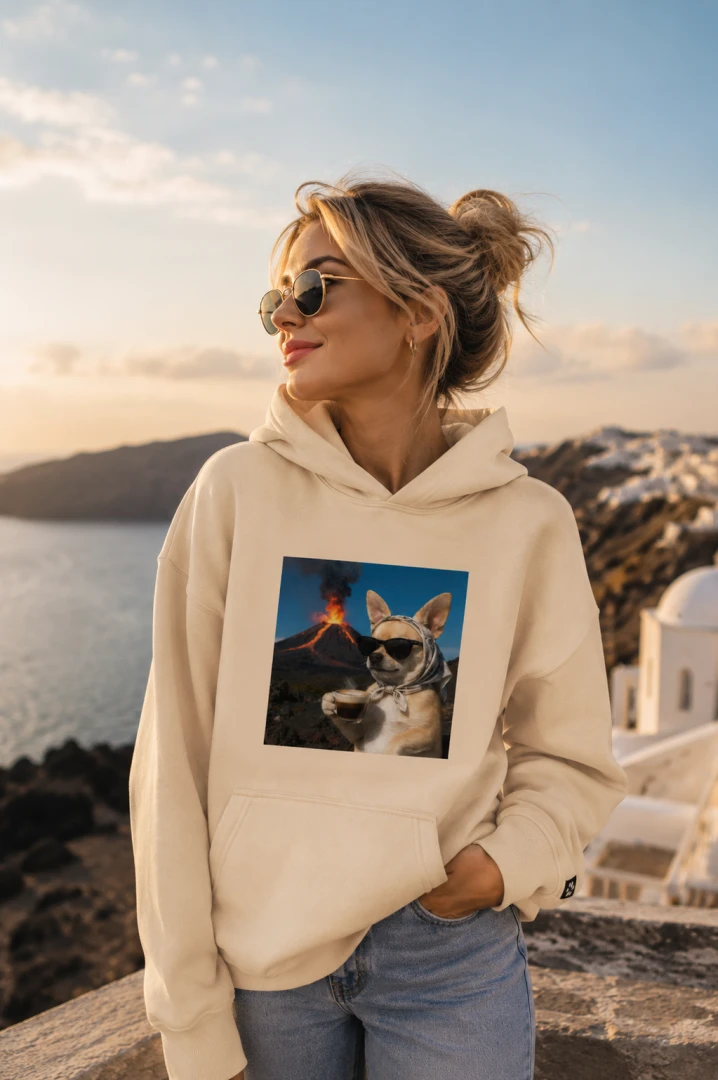 Bluza chihuahua i wulkan