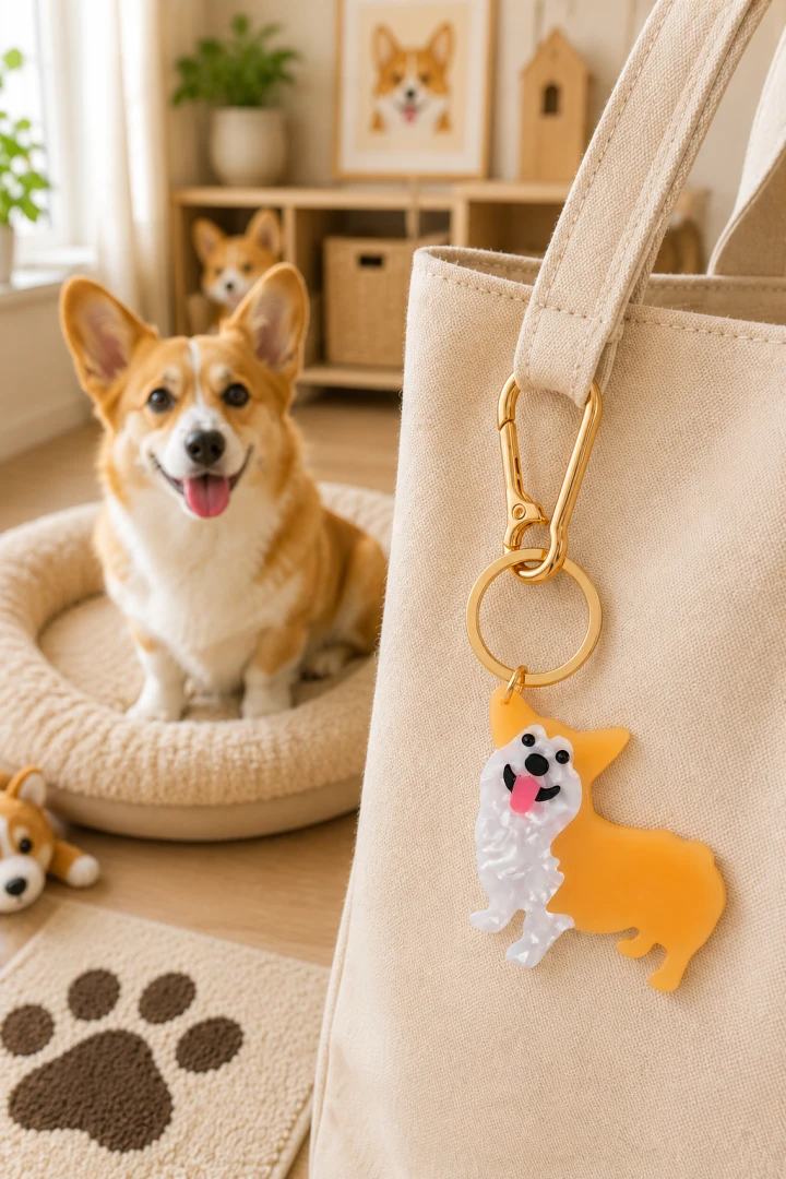 Brelok wesoły Corgi dla miłośnika psów