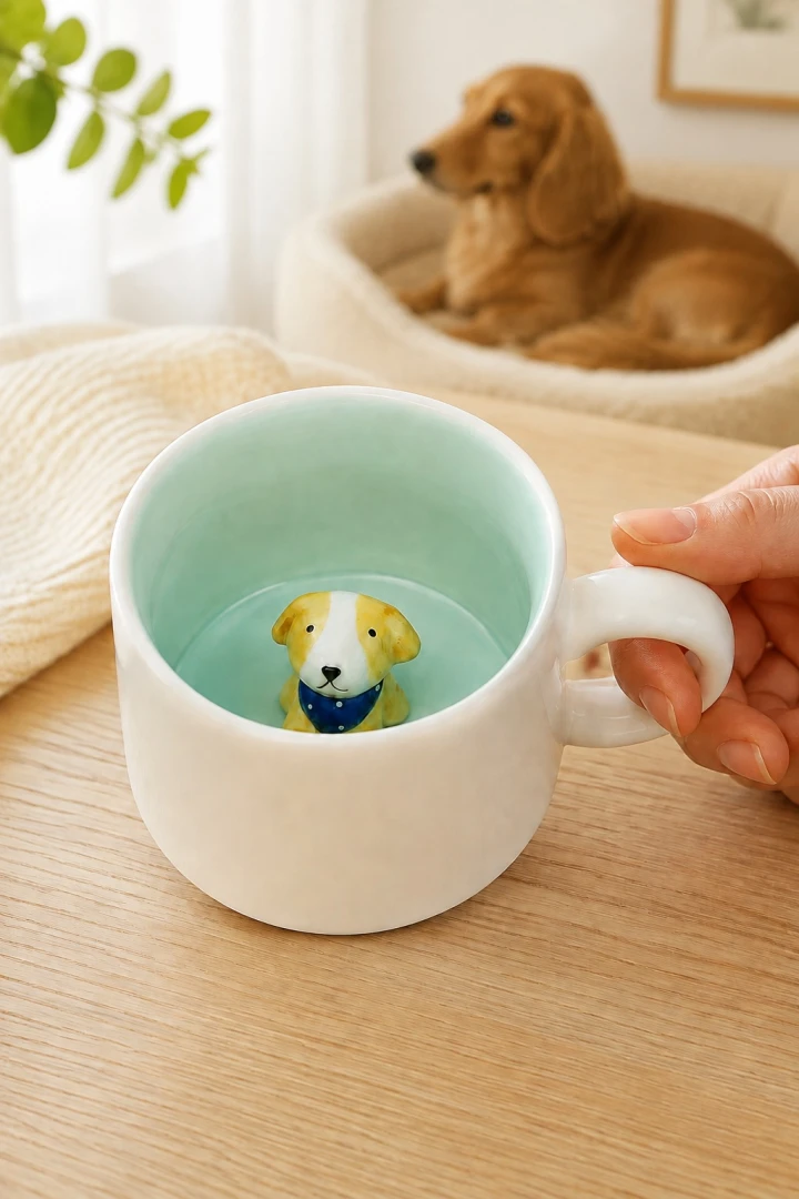 Kubek z pieskiem 3D w niebieskim środku 365 ml