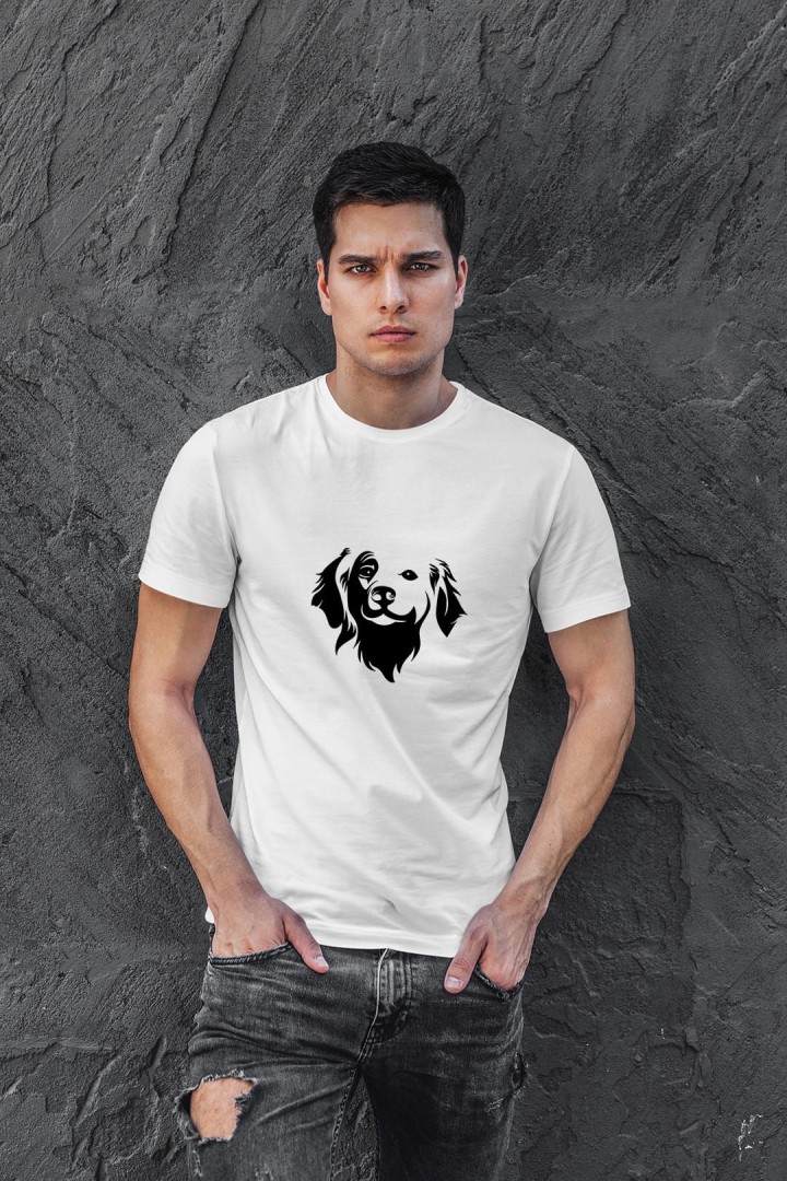 Koszulka z głową psa rasy golden retriever